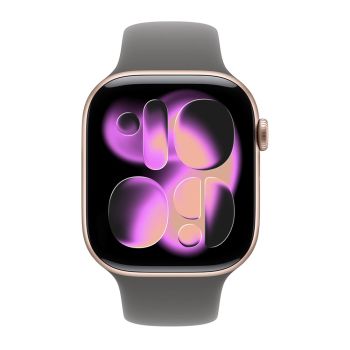 Apple Watch Series 11, 42 mm, Rose Gold Aluminum Stone Gray Sport Band M/L